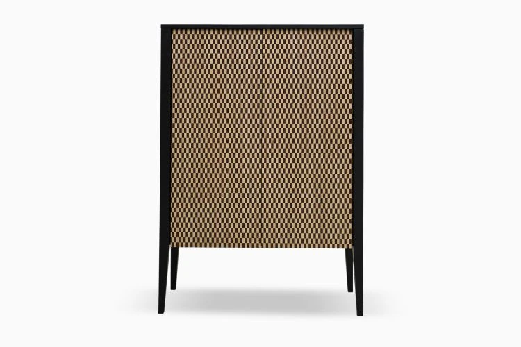 Black Chequered Inlay Bar Cabinet