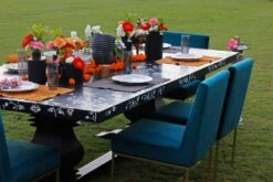 Black And White Inlay Dining Table