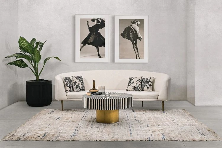 Zarine Inlay Coffee Table With Brass Base - Image 3