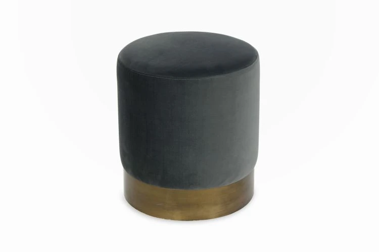 Velvet And Brass Stool - Image 2