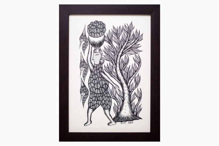 Woman Carrying Pot - Monochrome