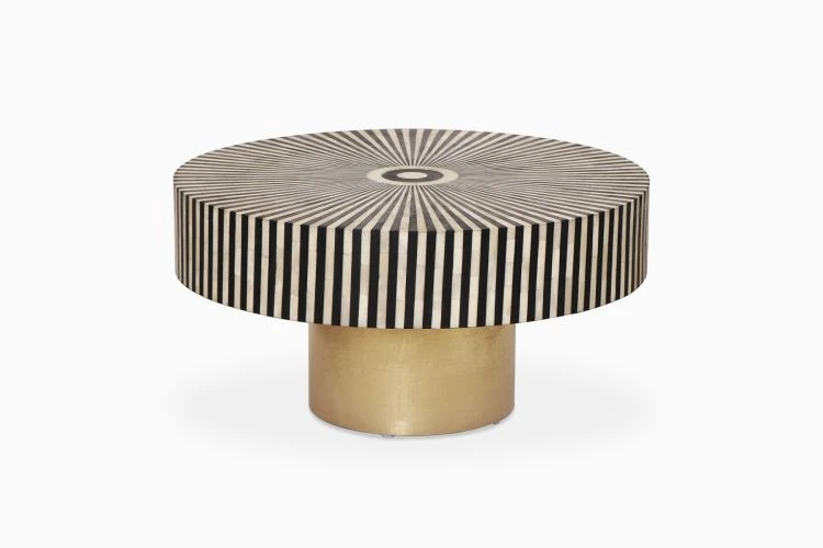 Zarine Inlay Coffee Table With Brass Base