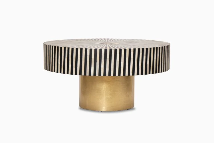 Zarine Inlay Coffee Table With Brass Base - Image 2